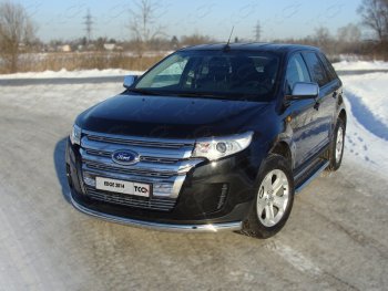 Защита переднего бампера нижняя овальная 75х42 мм ТСС Тюнинг Ford Edge U387 рестайлинг (2011-2015) (нержавейка)