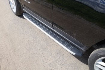 Пороги алюминиевые с пластиковой накладкой ТСС Тюнинг Jeep Compass  MK (2011-2015) рестайлинг (серые)