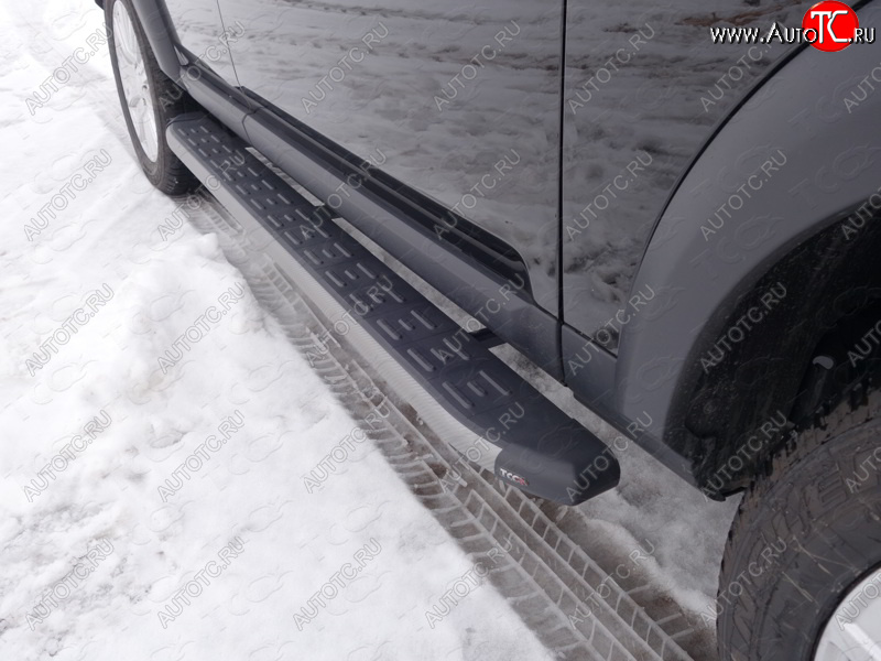 21 349 р. Пороги алюминиевые с пластиковой накладкой ТСС Тюнинг  Land Rover Discovery  4 L319 (2009-2016) (карбон серые)  с доставкой в г. Воронеж