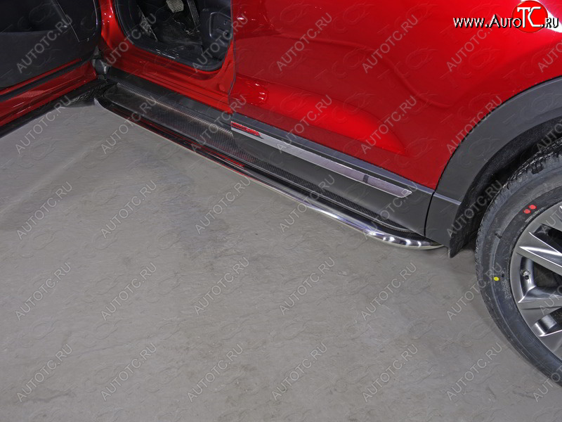 1 000 000 р. Пороги с площадкой 75х42 мм ТСС Тюнинг  Mazda CX-9  TB (2012-2015) 2-ой рестайлинг (нержавейка)  с доставкой в г. Воронеж