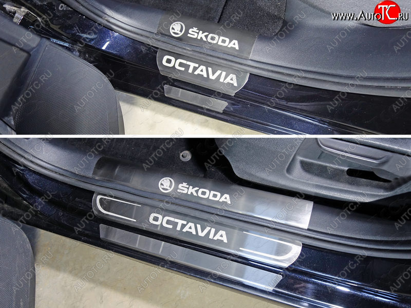 1 000 000 р. Накладки на пороги внешние ТСС Тюнинг Skoda Octavia A7 дорестайлинг универсал (2012-2017) (Лист шлифованный)  с доставкой в г. Воронеж