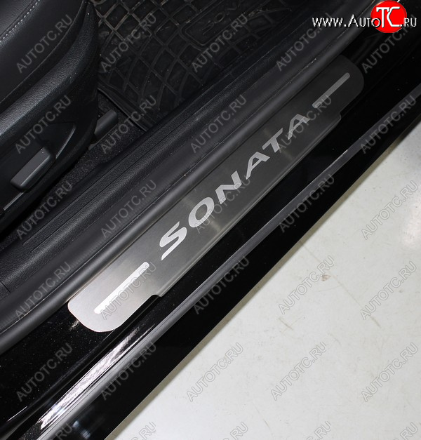 1 000 000 р. Накладки на порожки салона ТСС Тюнинг Hyundai Sonata DN8 (2019-2022) (лист шлифованный, надпись Sonata)  с доставкой в г. Воронеж