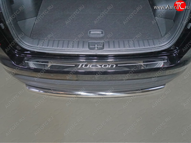1 000 000 р. Накладка на задний бампер ТСС Тюнинг  Hyundai Tucson  TL (2018-2021) рестайлинг (Лист зеркальный, надпись Tucson)  с доставкой в г. Воронеж