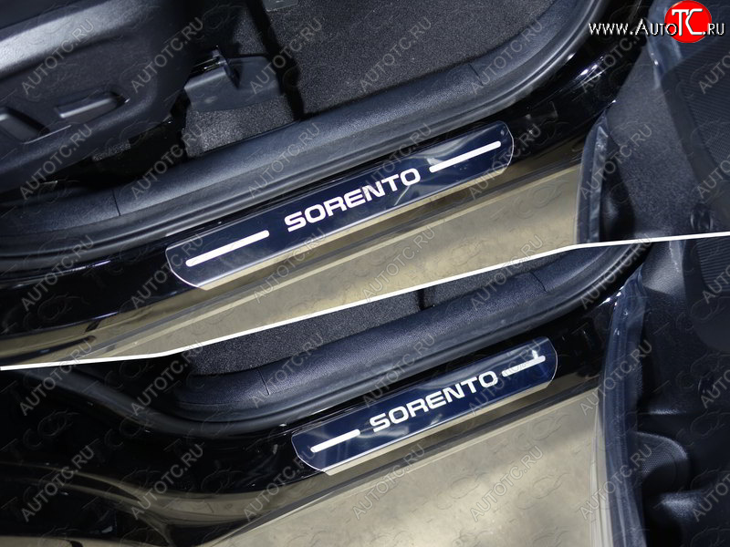1 000 000 р. Накладки на пороги ТСС Тюнинг  KIA Sorento  UM/Prime (2018-2020) рестайлинг (лист зеркальный надпись Sorento)  с доставкой в г. Воронеж
