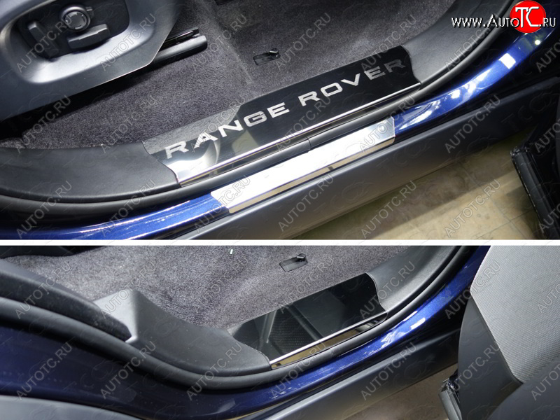 1 000 000 р. Накладки на пластиковые порожки салона ТСС Тюнинг  Land Rover Range Rover Sport  2 L494 (2013-2017) дорестайлинг (Лист зеркальный надпись Range Rover)  с доставкой в г. Воронеж