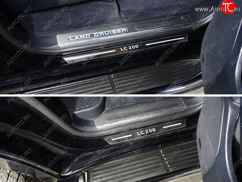 1 000 000 р. Накладки на пороги (4 шт) ТСС Тюнинг  Toyota Land Cruiser  200 (2015-2021) 2-ой рестайлинг (лист зеркальный надпись LC 200)  с доставкой в г. Воронеж