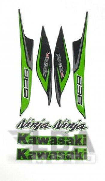 3 299 р. Комплект наклеек на пластик для мотоцикла Kawasaki 636, ZX6R 13-16 Зелено-Черный  пм-00017750  с доставкой в г. Воронеж. Увеличить фотографию 1