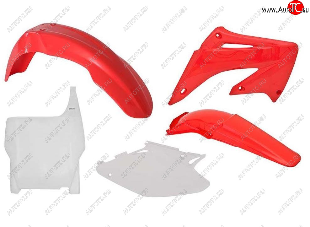 12 749 р. Комплект пластика R-Tech Honda CR125250 2004-2007 (R-KITCR0-OEM-503) красный-белый  r-kitcr0-oem-503  с доставкой в г. Воронеж