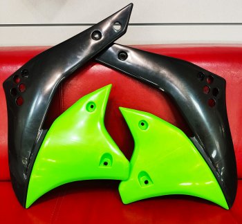 1 999 р. Обтекатели радиатора UFO Kawasaki KX250F 2006+ (3767-999) Зелено-Черный  пм-00019972  с доставкой в г. Воронеж. Увеличить фотографию 1