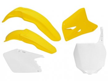12 749 р. Комплект пластика R-Tech Suzuki RM125250 01-11 (R-KITRM0-OEM-502) желтыйбелый  r-kitrm0-oem-502  с доставкой в г. Воронеж. Увеличить фотографию 1