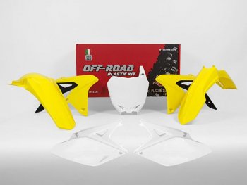12 749 р. Комплект пластика R-Tech Suzuki RMZ250 10-18 (R-KITRMZ-OEM-592) желтыйбелыйчерный  r-kitrmz-oem-592  с доставкой в г. Воронеж. Увеличить фотографию 1