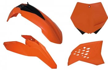 12 749 р. Компл. пласт. R-Tech KTM SXSXF 125-505 07-10, EXCEXCF 125-530 08-11 (R-KITKTM-OEM-505) оранжчерн.  r-kitktm-oem-505  с доставкой в г. Воронеж. Увеличить фотографию 1