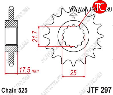 1 799 р. Звезда цепного привода JTF297 14  jtf297.14  с доставкой в г. Воронеж