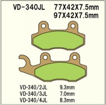 1 589 р. Тормозные колодки Vesrah VD 340JL	  пм-00005119  с доставкой в г. Воронеж. Увеличить фотографию 1