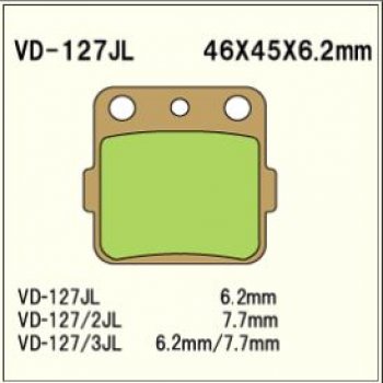 1 689 р. Тормозные колодки Vesrah VD 127JL  пм-00006414  с доставкой в г. Воронеж. Увеличить фотографию 1