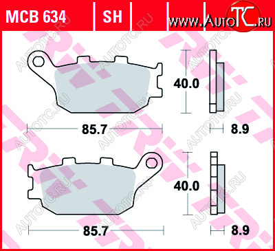 3 309 р. Тормозные колодки TRW MCB634  mcb634  с доставкой в г. Воронеж