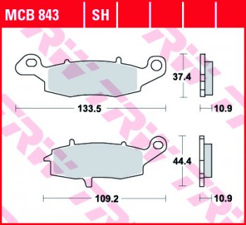 4 089 р. Тормозные колодки TRW MCB843SH  mcb843sh  с доставкой в г. Воронеж. Увеличить фотографию 1