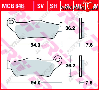 3 309 р. Тормозные колодки TRW MCB648RSI  mcb648rsi  с доставкой в г. Воронеж