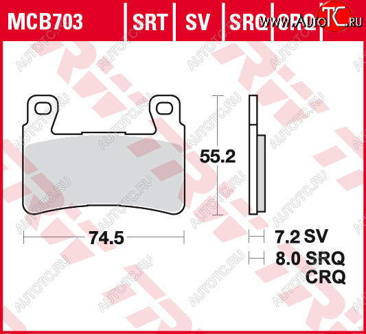 3 309 р. Тормозные колодки TRW MCB703  mcb703  с доставкой в г. Воронеж