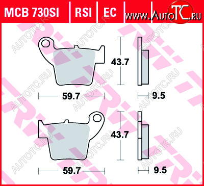 3 009 р. Тормозные колодки TRW MCB730SI  mcb730si  с доставкой в г. Воронеж