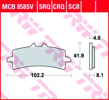 4 479 р. Тормозные колодки TRW MCB858SV  mcb858sv  с доставкой в г. Воронеж. Увеличить фотографию 1