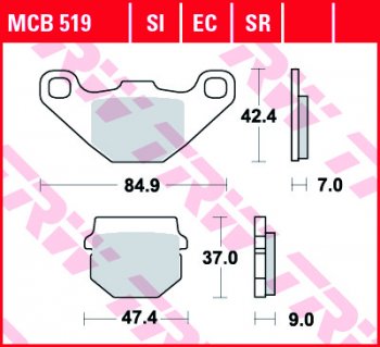 2 919 р. Тормозные колодки TRW MCB519SI  mcb519si  с доставкой в г. Воронеж. Увеличить фотографию 1