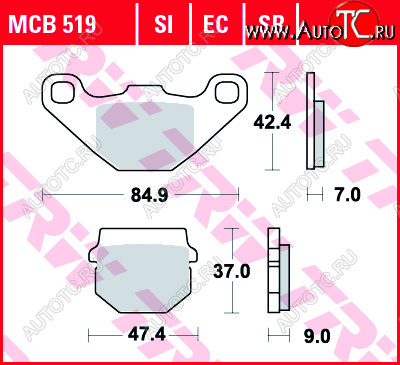 2 919 р. Тормозные колодки TRW MCB519SI  mcb519si  с доставкой в г. Воронеж