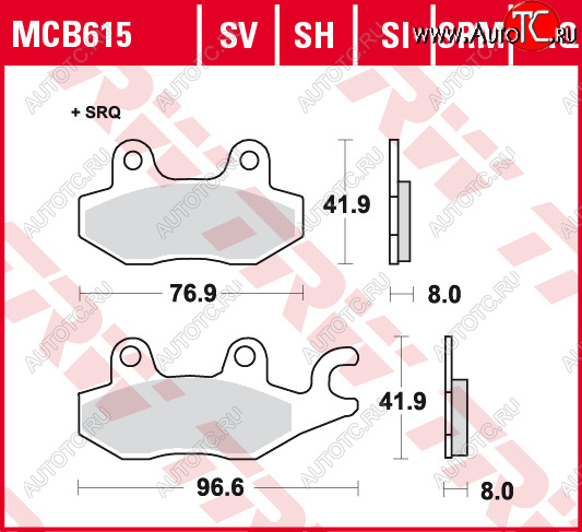 2 899 р. Тормозные колодки TRW MCB615SRM  mcb615srm  с доставкой в г. Воронеж