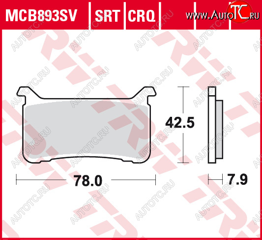 3 889 р. Тормозные колодки TRW MCB893SV  mcb893sv  с доставкой в г. Воронеж