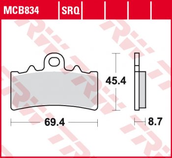 3 889 р. Тормозные колодки TRW MCB834SV  mcb834sv  с доставкой в г. Воронеж. Увеличить фотографию 1