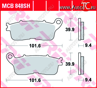 5 249 р. Тормозные колодки TRW MCB848SH  mcb848sh  с доставкой в г. Воронеж