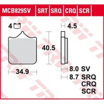 5 449 р. Тормозные колодки TRW MCB829SV  mcb829sv  с доставкой в г. Воронеж. Увеличить фотографию 1