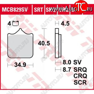 5 449 р. Тормозные колодки TRW MCB829SV  mcb829sv  с доставкой в г. Воронеж
