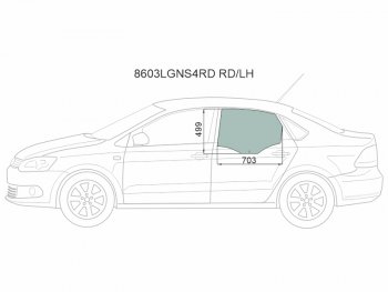 2 699 р. Стекло боковое опускное (Сзади Слева Цвет зеленый) Skoda Rapid 20-  Volkswagen Polo 09-20 XYG 8603LGNS4RD RD/LH  с доставкой в г. Воронеж. Увеличить фотографию 1