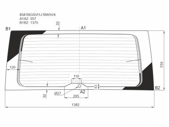 10 399 р. Стекло заднее (Цвет зеленый Обогрев) Volkswagen Caddy 15-20 XYG 8581BGSVI1J RW/H/X  с доставкой в г. Воронеж. Увеличить фотографию 1