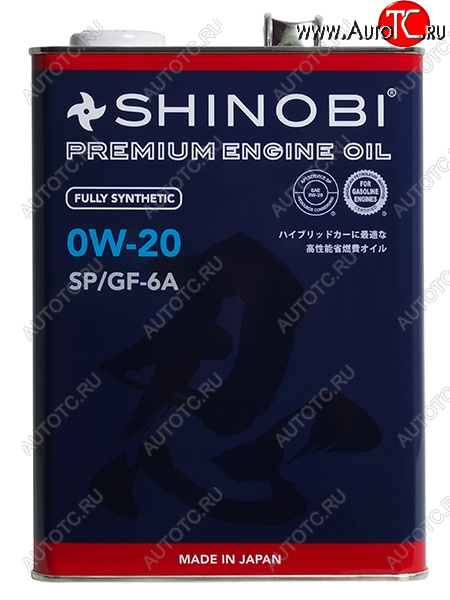 3 999 р. Масло моторное синтетическое SHINOBI SPGF-6A 0W-20 4L SHINOBI SH0004  с доставкой в г. Воронеж