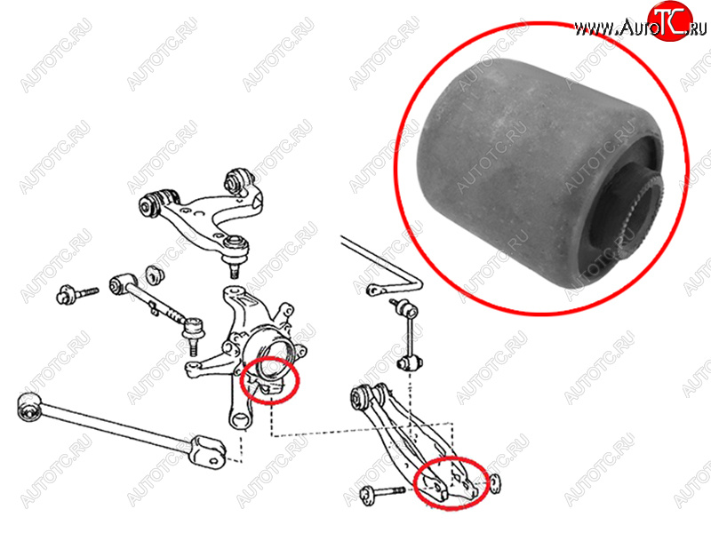 499 р. Сайлентблок Toyota Crown 99-08  Mark II (X110) 00-04  Lexus GS 97-04  IS 98-05  Toyota Altezza 9 SAT ST-42304-30070-U  с доставкой в г. Воронеж