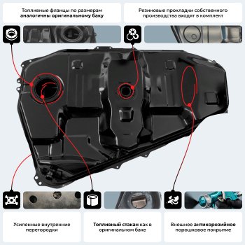 20 949 р. Топливный бак ORKA  Toyota Corolla Verso  AR10 (2004-2009) (стальной (антикоррозия))  с доставкой в г. Воронеж. Увеличить фотографию 18