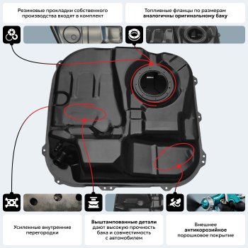 9 999 р. Топливный бак (645х690х245), (Дизель + Бензин), (антикоррозия) сталь ORKA GAC GN8 (2020-2023)  с доставкой в г. Воронеж. Увеличить фотографию 17