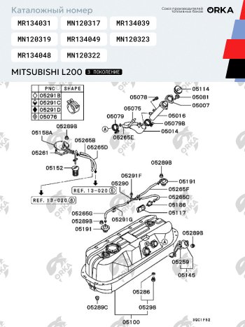 42 699 р. Топливный бак 75 литров (стагер)ORKA  Mitsubishi L200 ( 3 K6T-K7T,  3 K74T) (1996-2006) дорестайлинг, рестайлинг ( из алюминия под штатную защиту)  с доставкой в г. Воронеж. Увеличить фотографию 5