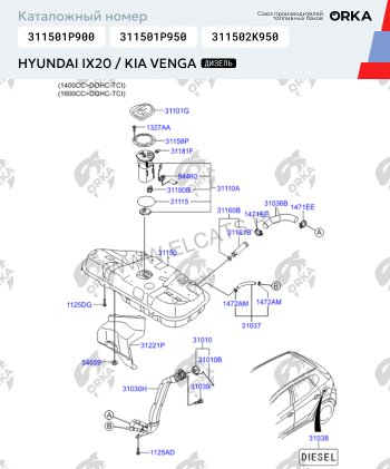 20 349 р. Топливный бак сталь (антикоррозия)  Hyundai i20 ( PB,  GB,  BC3) (2008-2023) хэтчбэк дорестайлинг, хэтчбэк рестайлинг, хэтчбэк 5 дв. дорестайлинг, хэтчбэк 5 дв. рестайлинг, хэтчбэк 5 дв. дорестайлинг  с доставкой в г. Воронеж. Увеличить фотографию 11