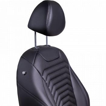28 499 р. Комплект чехлов для сидений (РЗС 60/40 + подл., 3Г, экокожа) Lord Autofashion БАЙРОН ст ПРЕЗИДЕНТ  Chery Tiggo 7 Pro Max  T1E (2022-2025) дорестайлинг, рестайлинг (Черный, вставка черная, строчка черная)  с доставкой в г. Воронеж. Увеличить фотографию 3