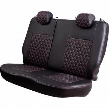 7 199 р. Комплект чехлов для сидений (РЗС 50/50 2П Илана+Орегон) ТУРИН Lord Autofashion  Great Wall Safe (2001-2010) (черный, вставка черная+красная, строчка красная)  с доставкой в г. Воронеж. Увеличить фотографию 3