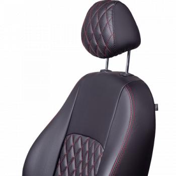 7 199 р. Комплект чехлов для сидений (РЗС 50/50 2П Илана+Орегон) ТУРИН Lord Autofashion  Great Wall Safe (2001-2010) (черный, вставка черная+красная, строчка красная)  с доставкой в г. Воронеж. Увеличить фотографию 5