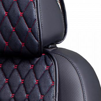 2 499 р. Накидка на сиденье (1 место Каир) МОНРО ст БАЙРОН Каир Lord Autofashion   (черный, строчка красная)  с доставкой в г. Воронеж. Увеличить фотографию 3