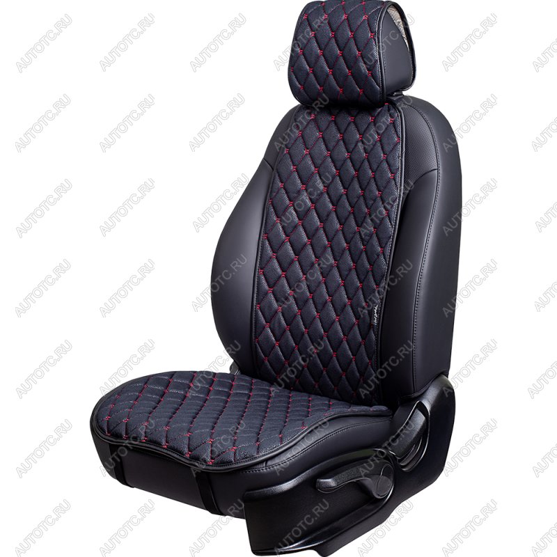 2 499 р. Накидка на сиденье (1 место Каир) МОНРО ст БАЙРОН Каир Lord Autofashion   (черный, строчка красная)  с доставкой в г. Воронеж