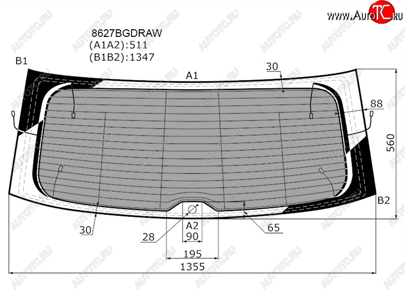 11 599 р. Стекло заднее (Затемненное Обогрев Антенна) Volkswagen Tiguan 16-  Tayron 18- FUYAO 8627BGDRAW  с доставкой в г. Воронеж