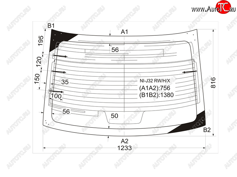 7 599 р. Стекло заднее (Цвет зеленый Обогрев Антенна) Nissan Teana 08-14 XYG NI-J32 RW/H/X  с доставкой в г. Воронеж