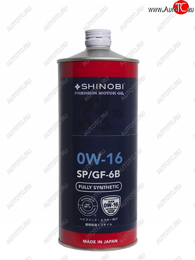 999 р. Масло моторное синтетическое SHINOBI SPGF-6B 0W-16 1L SHINOBI SH0033  с доставкой в г. Воронеж