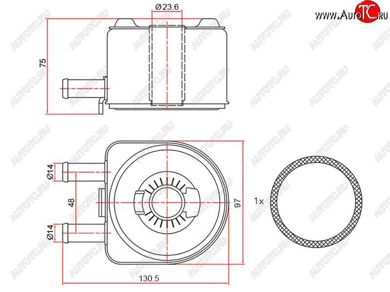 1 499 р. Радиатор масляный CITROEN BERLINGO 96-JUMPER 94-RELAY 02-FIAT DUCATO 94-PEUGEOT 307 00-BOXER 94 SAT ST-1103.H4  с доставкой в г. Воронеж